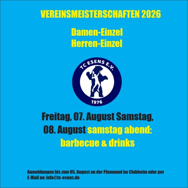 Vereinsmeisterschaften 2026 Damen und Herren Einzel 
